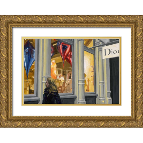 Shopping Gold Ornate Wood Framed Art Print with Double Matting by Hofstra,HJ