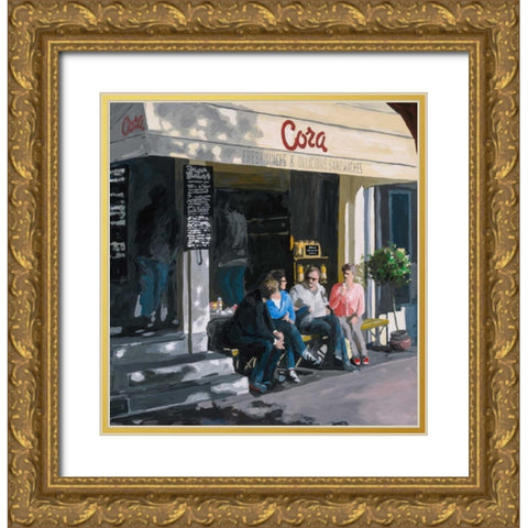 Cora Gold Ornate Wood Framed Art Print with Double Matting by Hofstra,HJ