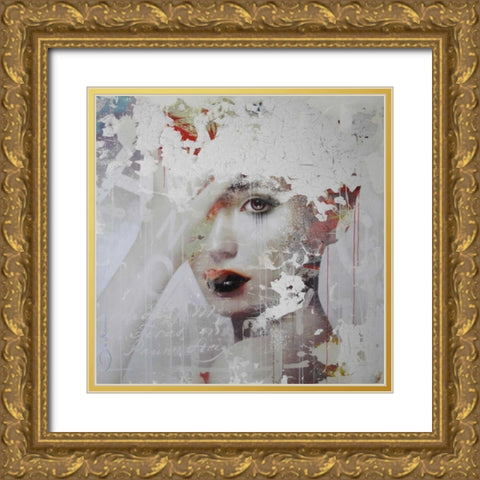 Keep Calm Gold Ornate Wood Framed Art Print with Double Matting by Baker, Micha