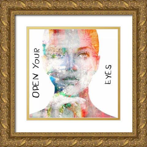 Open your Eyes Gold Ornate Wood Framed Art Print with Double Matting by Baker, Micha