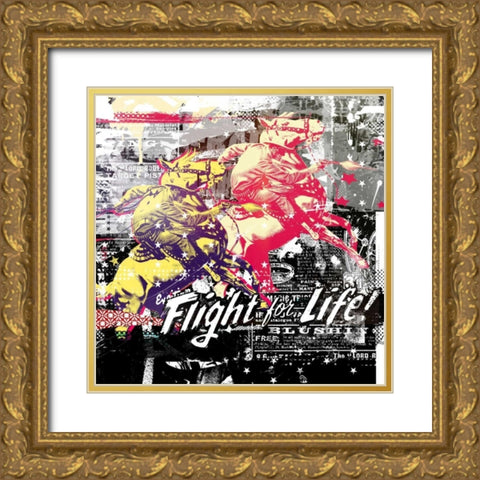 Fight for life Gold Ornate Wood Framed Art Print with Double Matting by Albers, Teis
