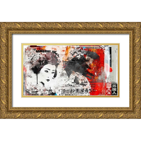 Monarc Geisha Gold Ornate Wood Framed Art Print with Double Matting by Albers, Teis