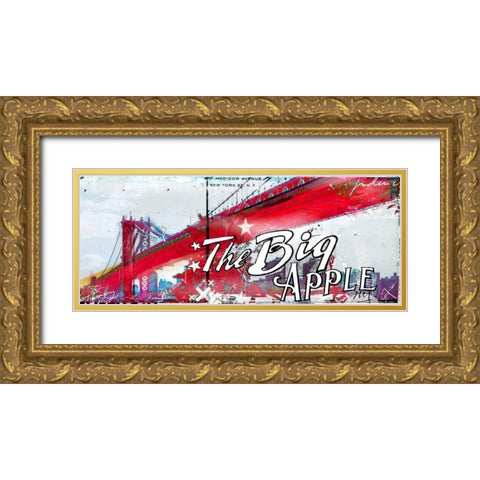 the Big Apple Gold Ornate Wood Framed Art Print with Double Matting by Albers, Teis