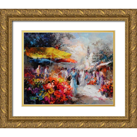 Market place III Gold Ornate Wood Framed Art Print with Double Matting by Haenraets, Willem
