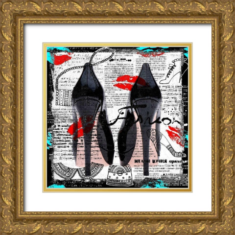 High heels I Gold Ornate Wood Framed Art Print with Double Matting by Baker, Micha