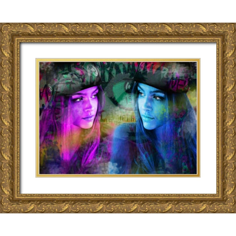 Blue Violet Gold Ornate Wood Framed Art Print with Double Matting by de Haas, Mascha