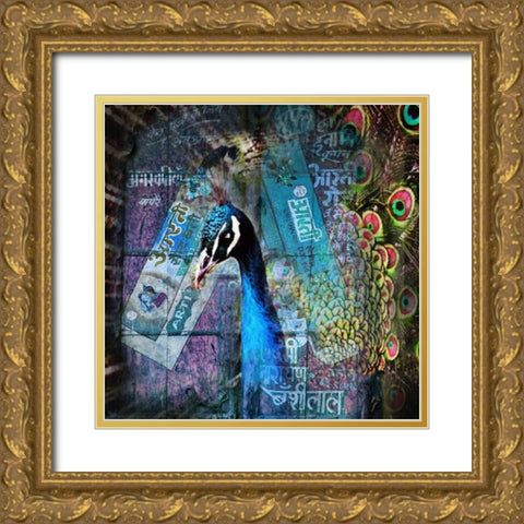 Peacock Gold Ornate Wood Framed Art Print with Double Matting by de Haas, Mascha