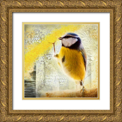 Birdy Gold Ornate Wood Framed Art Print with Double Matting by de Haas, Mascha