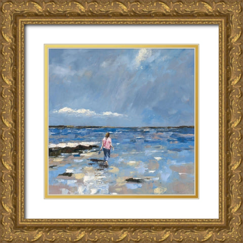 Walking in water Gold Ornate Wood Framed Art Print with Double Matting by Laceur, Nicole