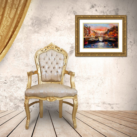 Dutch City II Gold Ornate Wood Framed Art Print with Double Matting by Haenraets, Willem