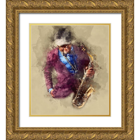 Saxo Gold Ornate Wood Framed Art Print with Double Matting by Hurk, James