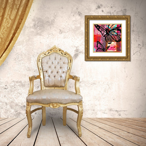 Butterfly II Gold Ornate Wood Framed Art Print with Double Matting by Baker, Micha