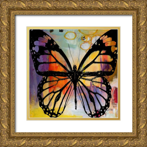 Butterfly III Gold Ornate Wood Framed Art Print with Double Matting by Baker, Micha