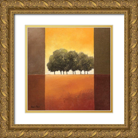 Trees III Gold Ornate Wood Framed Art Print with Double Matting by Paus, Hans