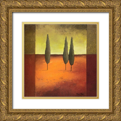 Trees IV Gold Ornate Wood Framed Art Print with Double Matting by Paus, Hans