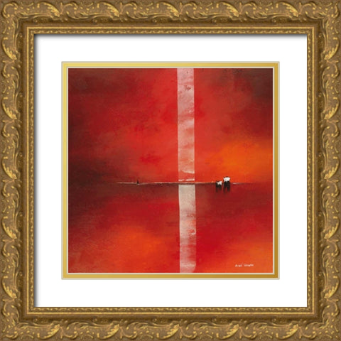 Deep red I Gold Ornate Wood Framed Art Print with Double Matting by Schrooten, Andre
