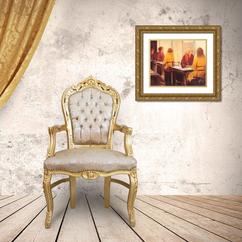A good conversation II Gold Ornate Wood Framed Art Print with Double Matting by Roseboom, Jettie