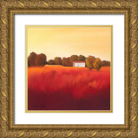 Scarlet Landscape II Gold Ornate Wood Framed Art Print with Double Matting by Paus, Hans