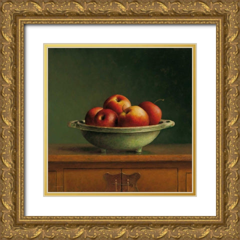 Apples Gold Ornate Wood Framed Art Print with Double Matting by van Riswick, Jos