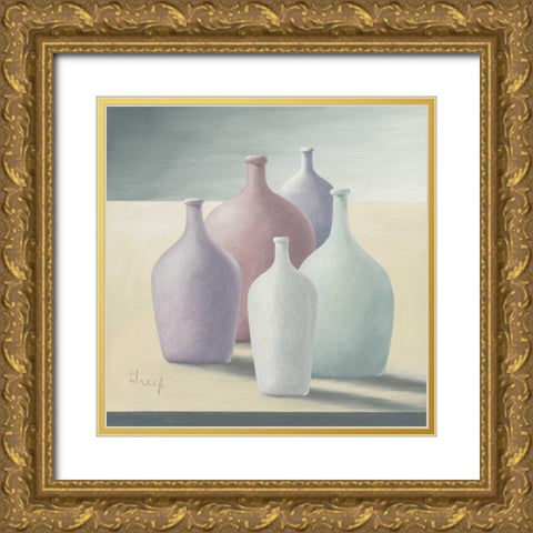 In a row I Gold Ornate Wood Framed Art Print with Double Matting by Heigl, Franz