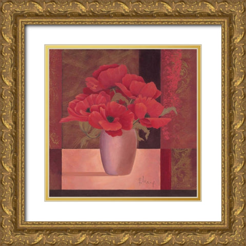 Composition in red II Gold Ornate Wood Framed Art Print with Double Matting by Paus, Hans