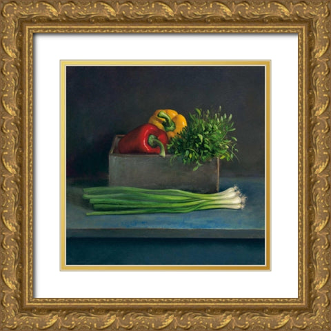 Still Live with Paprika Gold Ornate Wood Framed Art Print with Double Matting by van Riswick, Jos
