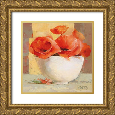 Lovely Poppies I Gold Ornate Wood Framed Art Print with Double Matting by Haenraets, Willem