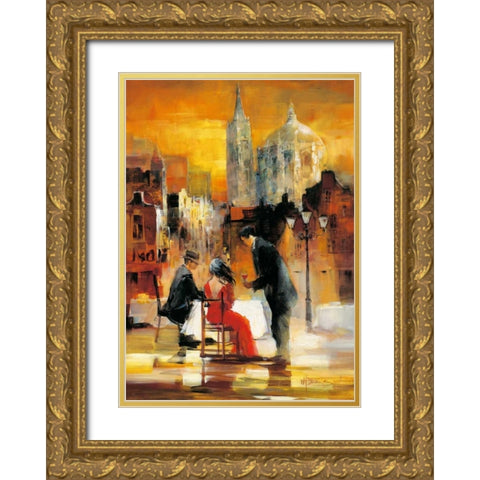 Romance II Gold Ornate Wood Framed Art Print with Double Matting by Haenraets, Willem