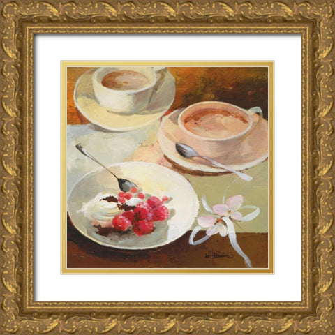 Cafe Grande III Gold Ornate Wood Framed Art Print with Double Matting by Haenraets, Willem