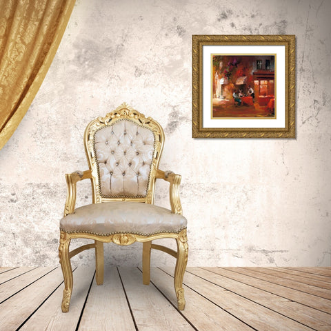 Dinner for two III Gold Ornate Wood Framed Art Print with Double Matting by Haenraets, Willem