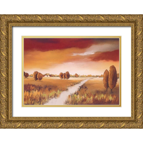 Down the river I Gold Ornate Wood Framed Art Print with Double Matting by Paus, Hans