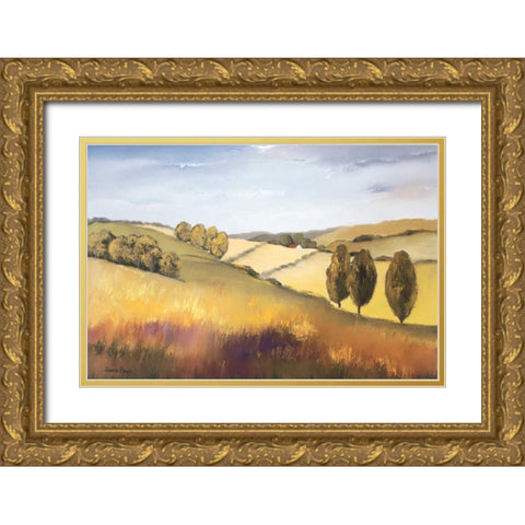 The cottswold II Gold Ornate Wood Framed Art Print with Double Matting by Paus, Hans