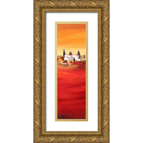 Tuscan red I Gold Ornate Wood Framed Art Print with Double Matting by Paus, Hans