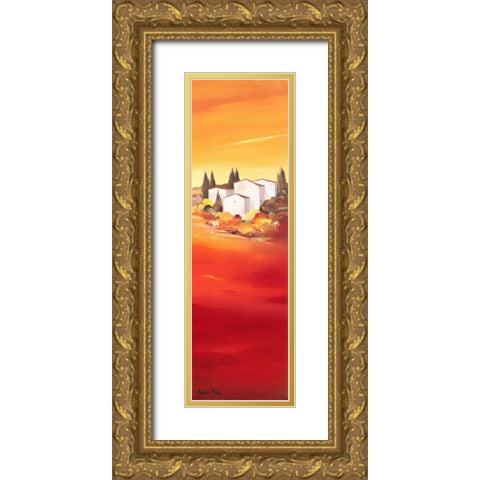 Tuscan red II Gold Ornate Wood Framed Art Print with Double Matting by Paus, Hans