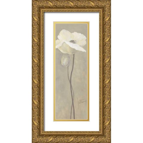 Poppy in white IV Gold Ornate Wood Framed Art Print with Double Matting by Roseboom, Jettie