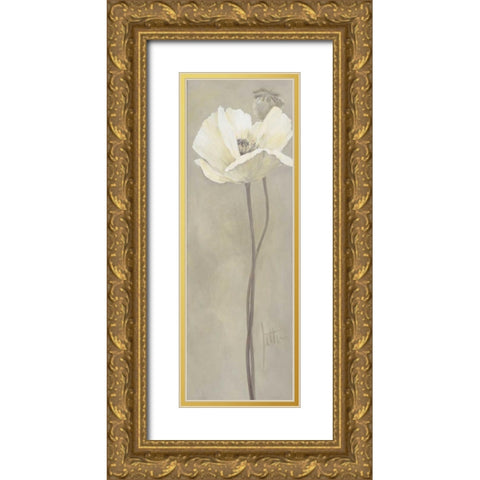 Poppy in white V Gold Ornate Wood Framed Art Print with Double Matting by Roseboom, Jettie