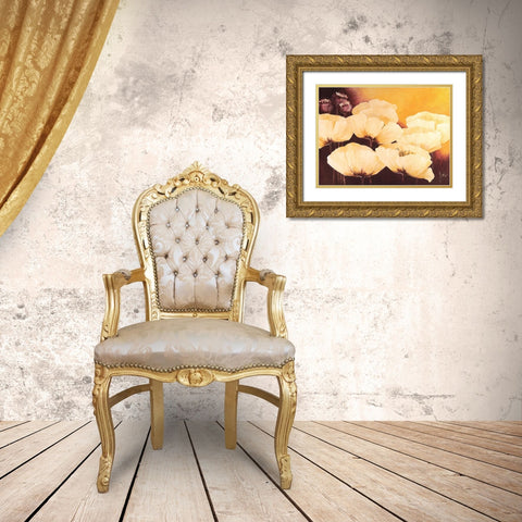 Yellow Poppies I Gold Ornate Wood Framed Art Print with Double Matting by Roseboom, Jettie