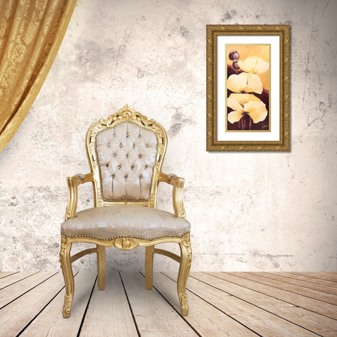 Yellow Poppies III Gold Ornate Wood Framed Art Print with Double Matting by Roseboom, Jettie