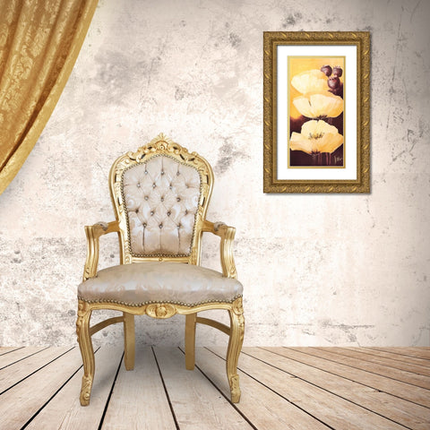 Yellow Poppies IV Gold Ornate Wood Framed Art Print with Double Matting by Roseboom, Jettie