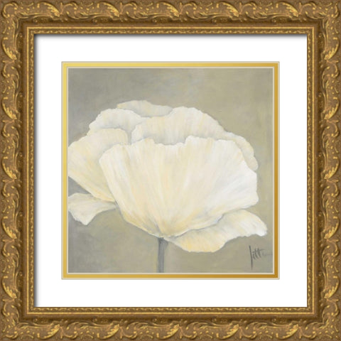 Poppy in white I Gold Ornate Wood Framed Art Print with Double Matting by Roseboom, Jettie