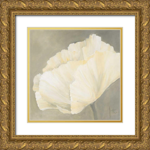 Poppy in white III Gold Ornate Wood Framed Art Print with Double Matting by Roseboom, Jettie