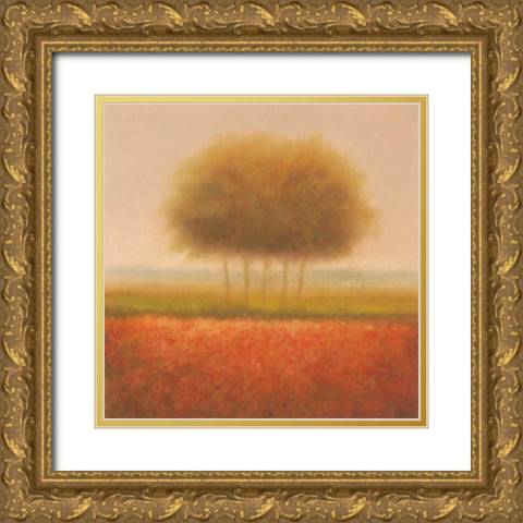 Orange group of trees Gold Ornate Wood Framed Art Print with Double Matting by Dolieslager, Hans