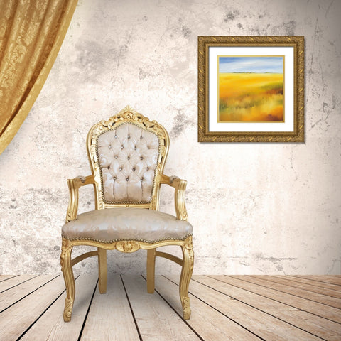 Yellow field II Gold Ornate Wood Framed Art Print with Double Matting by Paus, Hans