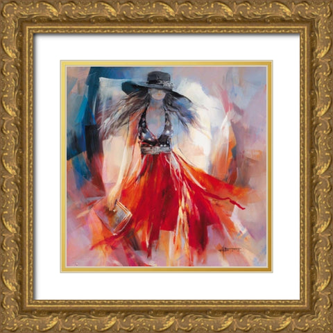 Summerdress I Gold Ornate Wood Framed Art Print with Double Matting by Haenraets, Willem