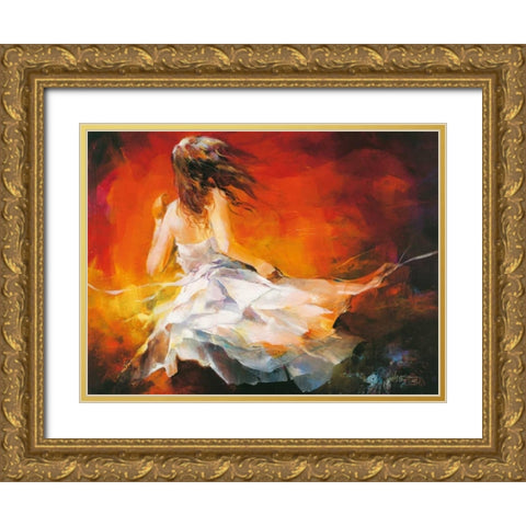 Young Girl II Gold Ornate Wood Framed Art Print with Double Matting by Haenraets, Willem