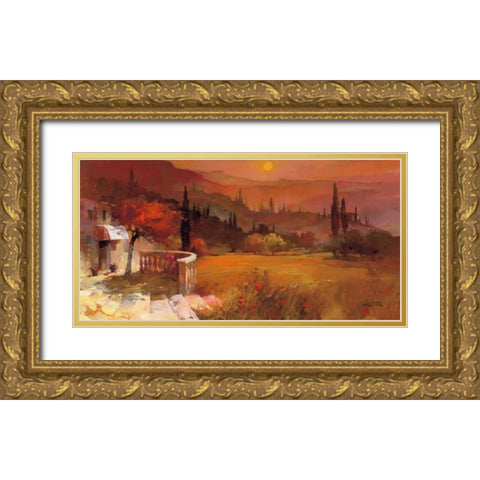 Romantic Tuscany I Gold Ornate Wood Framed Art Print with Double Matting by Haenraets, Willem