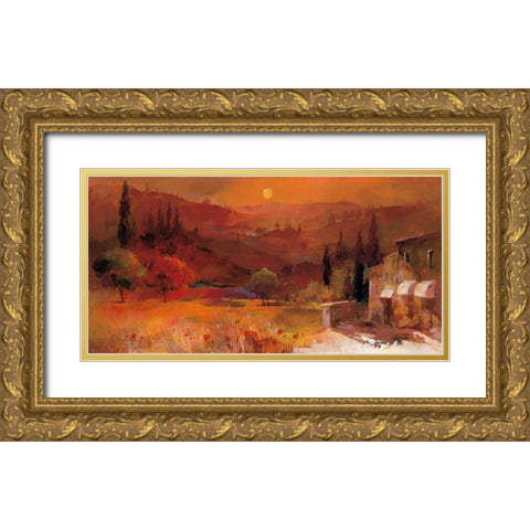 Romantic Tuscany II Gold Ornate Wood Framed Art Print with Double Matting by Haenraets, Willem