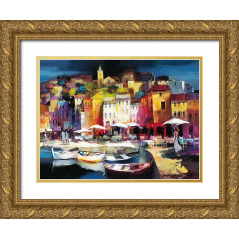 Seaport Town II Gold Ornate Wood Framed Art Print with Double Matting by Haenraets, Willem