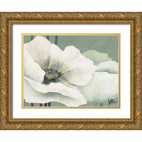 Poppy in Green I Gold Ornate Wood Framed Art Print with Double Matting by Roseboom, Jettie