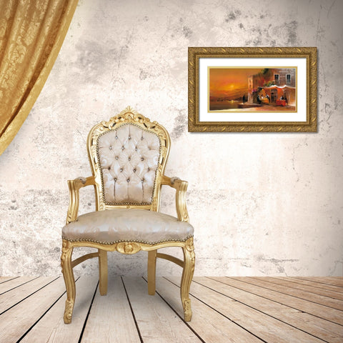 Dinner for two I Gold Ornate Wood Framed Art Print with Double Matting by Haenraets, Willem